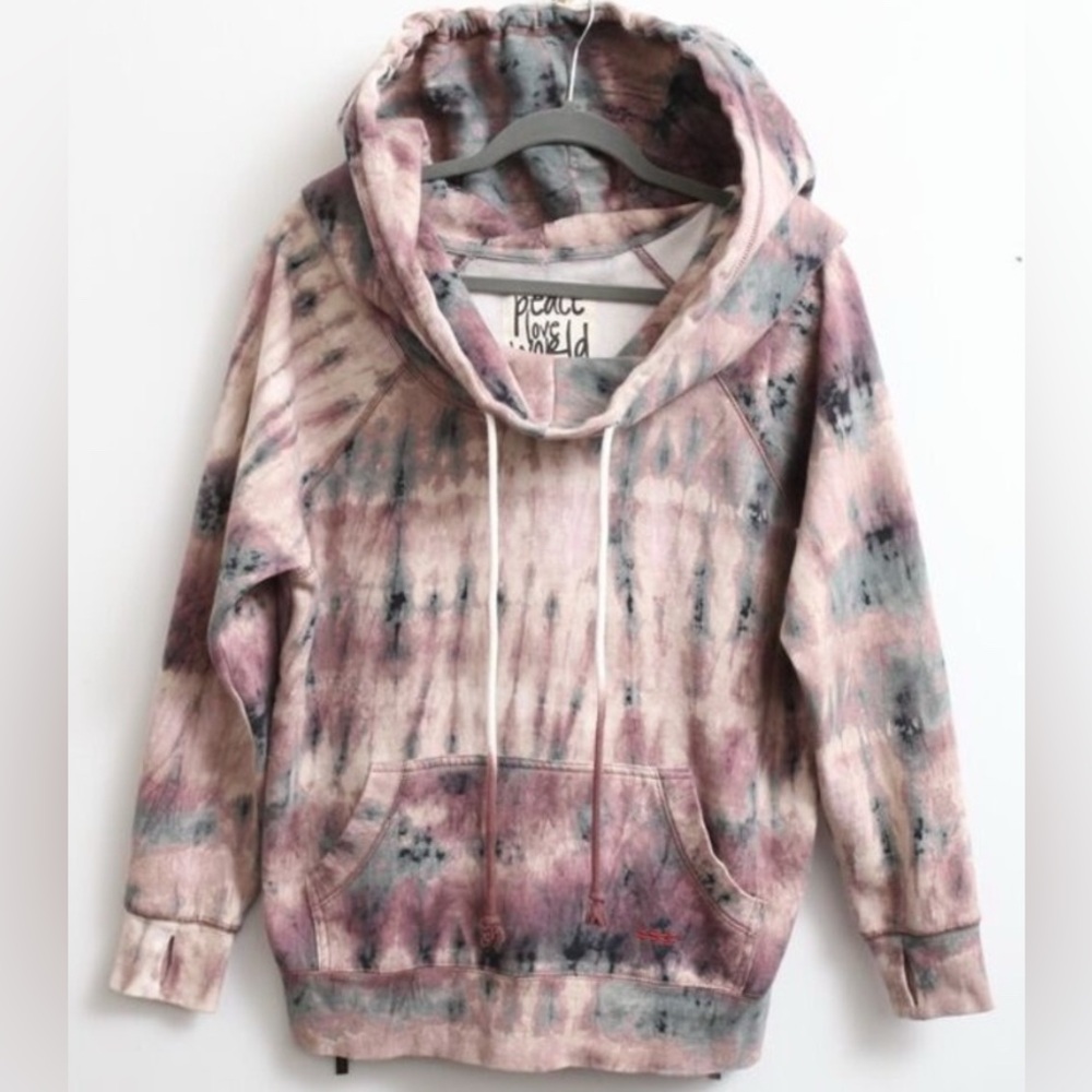 Peace Love World Multicolor Tie-Dye Hoodie